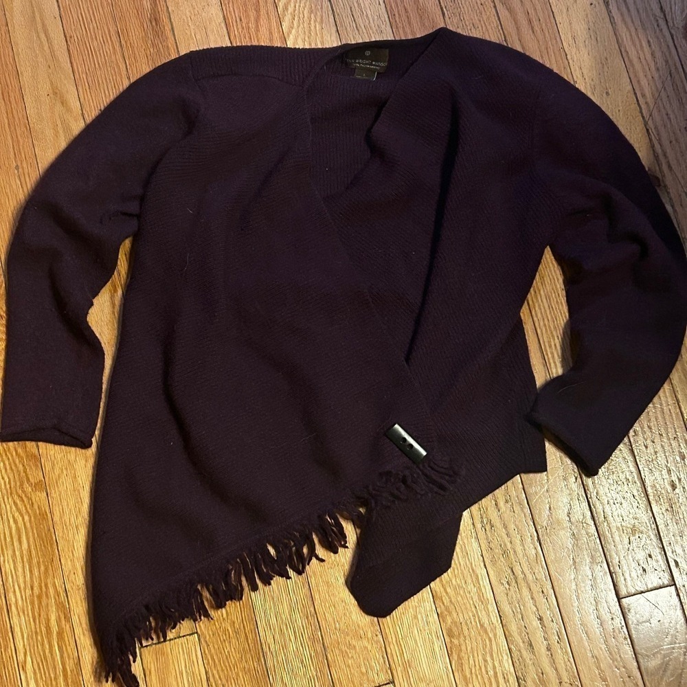 Penn Wright‎ Manson 100% Murano Wool Cardigan Sweater Wine Color Sz Large T41-32